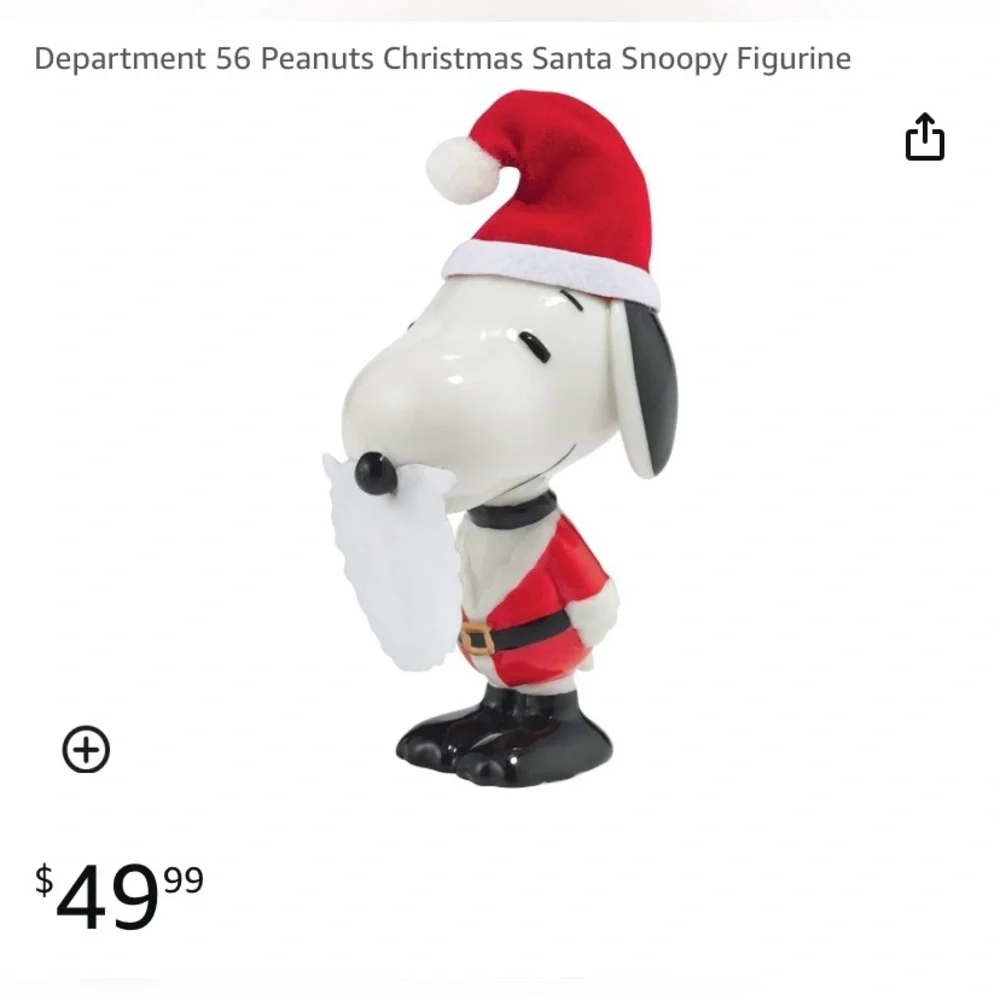 Department 56 Peanuts Santa Christmas Ornament - Red and White Vintage Snoopy